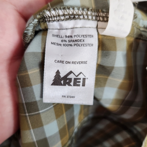 REI top men's size large Sahara tech plaid button down short sleeve UPF 50+ - Picture 5 of 8